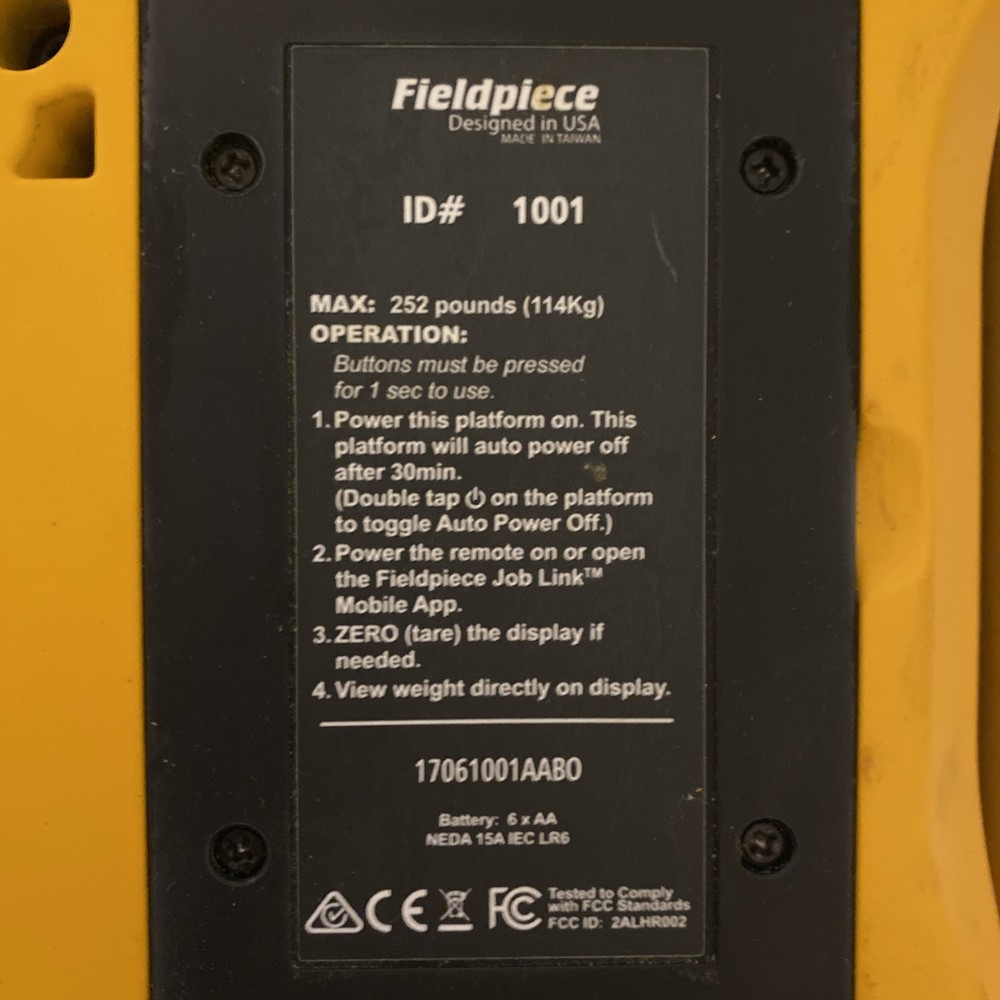 Fieldpiece SRS3 Wireless Refrigerant Scale with Remote Display Tested Working