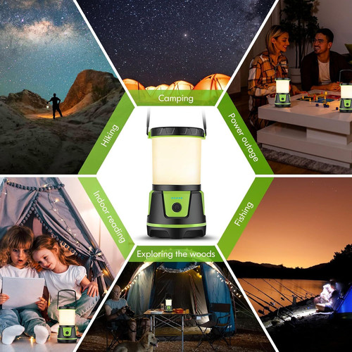 Rechargeable Camping Lantern 3000 Lumens – LED Flashlight with 5 Modes, Green