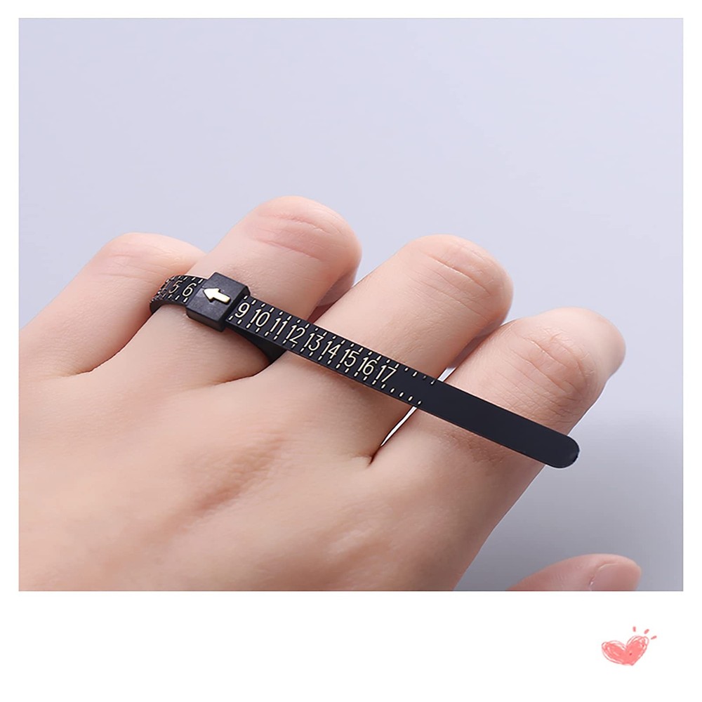 1 Pack US Ring Sizer Measuring Gauge, 1-17 Rings Size, Plastic Black