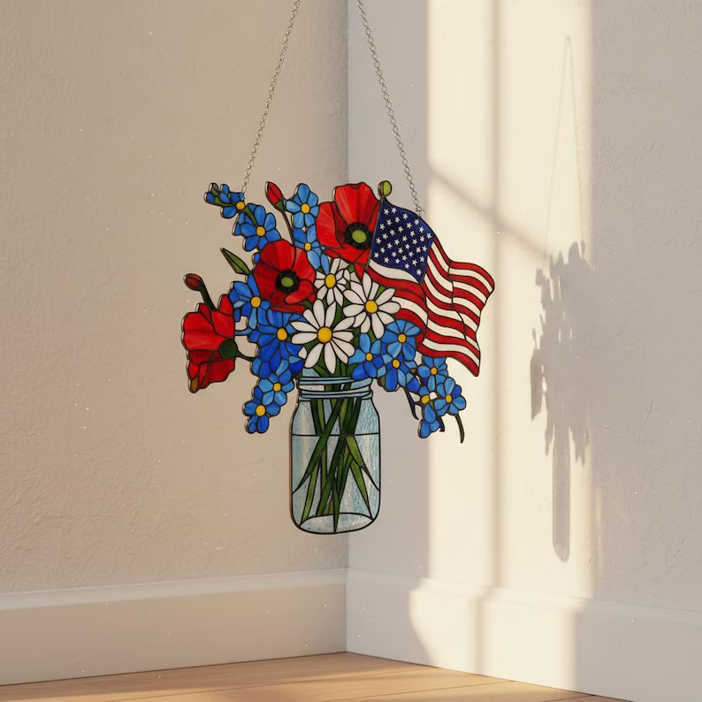 Patriotic Flower Suncatcher Acrylic