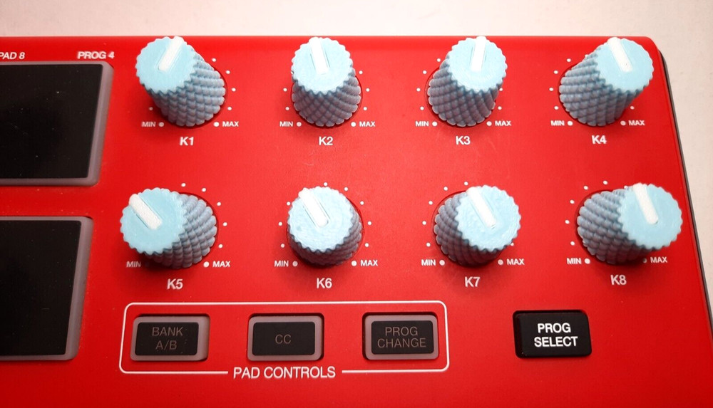 8 Pc Knurled Encoder Knobs Colored 3D printed for MPK Mini SP404 MPC2000XL etc
