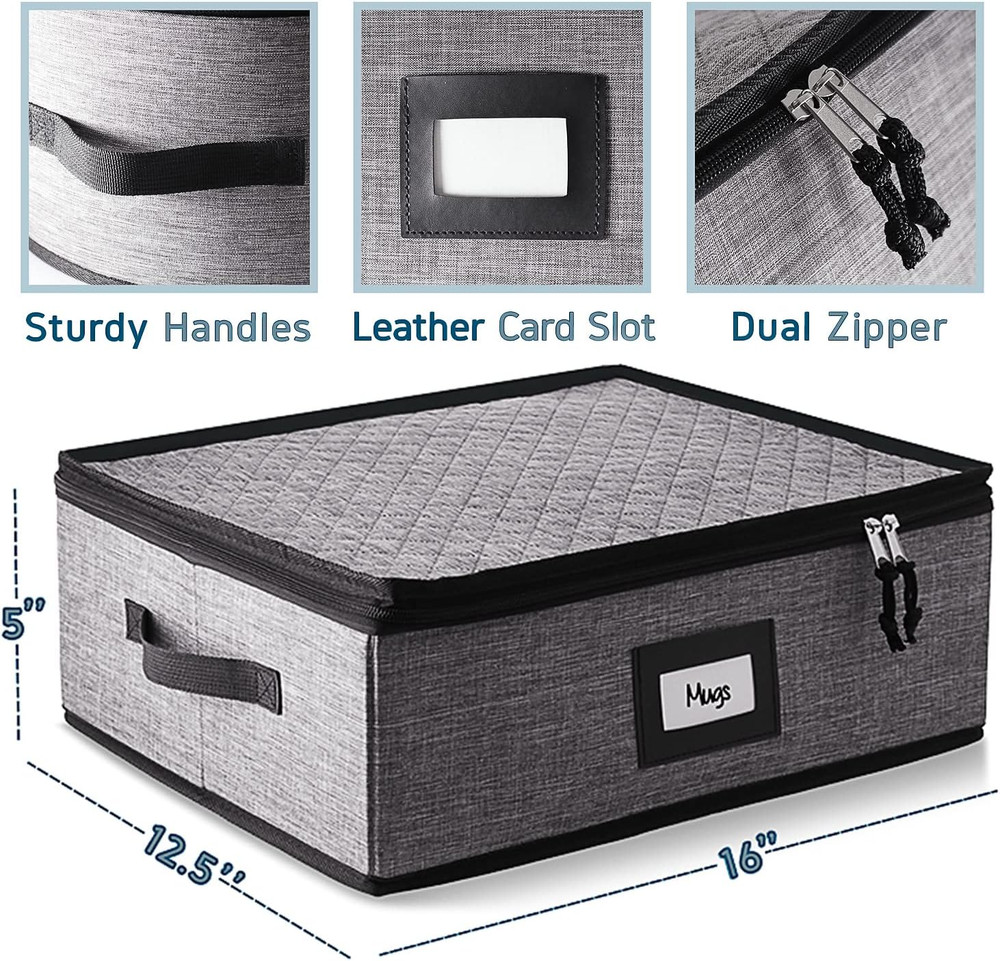 Coffee Mug Storage, Quilted and Stackable Coffee Cup Storage Organizer for Servi