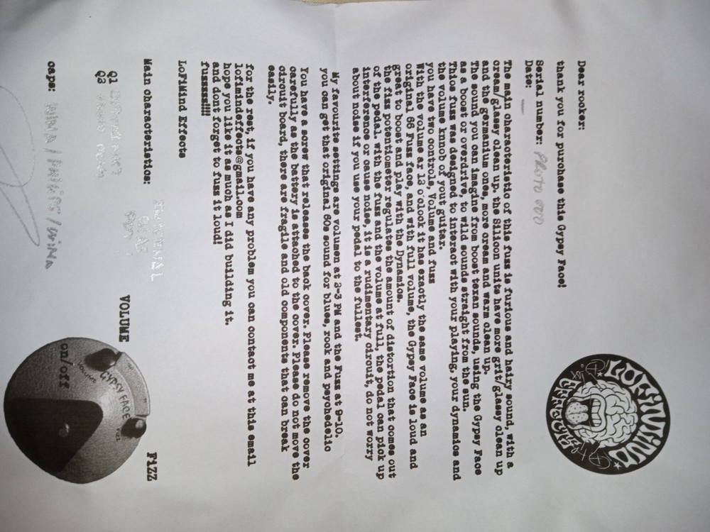 Lofi mind Gypsy face/ Fuzz Face prototype