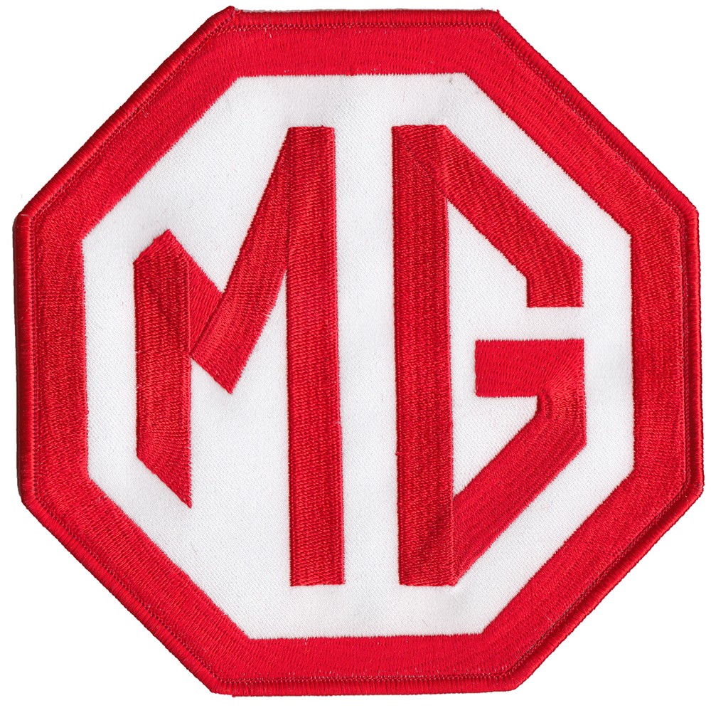 Large MG red white 6"  embroidered logo patch