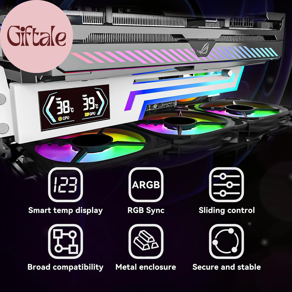 ARGB GPU Support Bracket with Temp Display Adjustable Anti Sag Stand