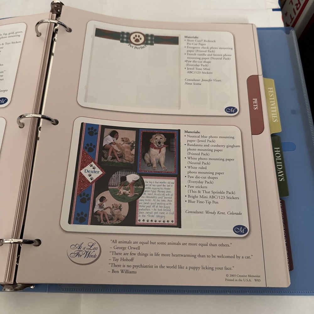 Creative Memories CM BLUE PAGE PATTERNS ORGANIZER BINDER FILLED OVER 200 PAGES