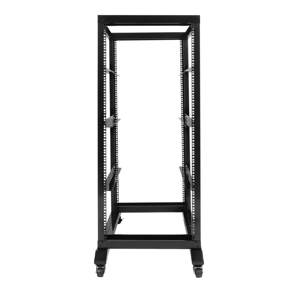 27U 4 Post Open Frame Server Rack Network 22" Adjustable Depth W/ Casters