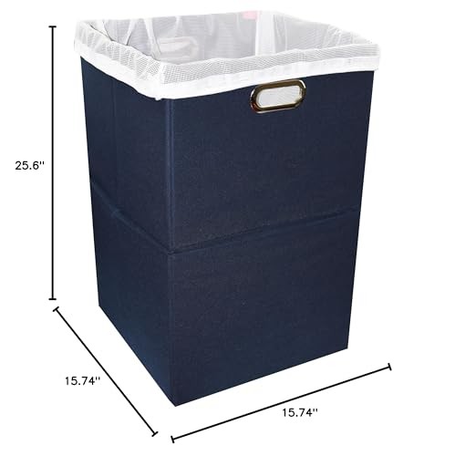 Extra Large Laundry Hamper with Laundry Bag, Foldable Clothes Basket Navy Blue
