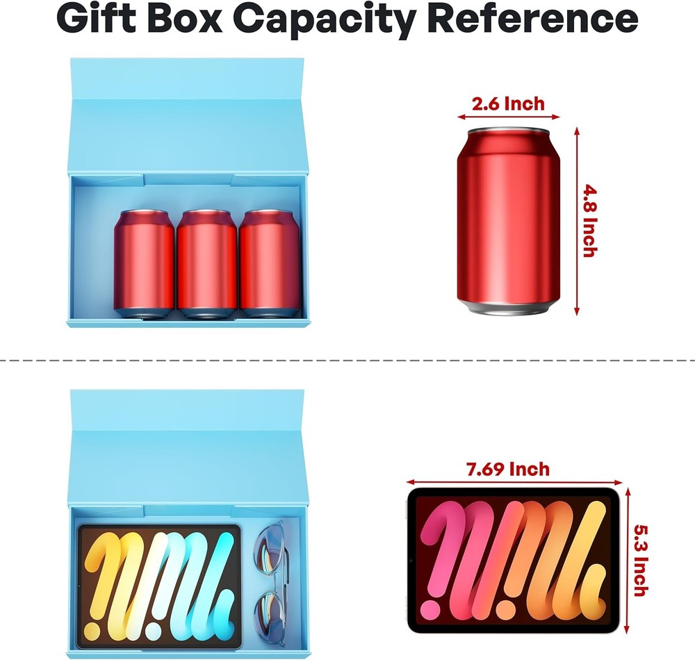 Gift Box Blue Magnetic Closure Collapsible Packaging