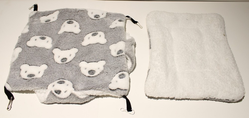 Cage Hammock & Bed Pad Hanging Plush Double Layer Small Animal 2pc