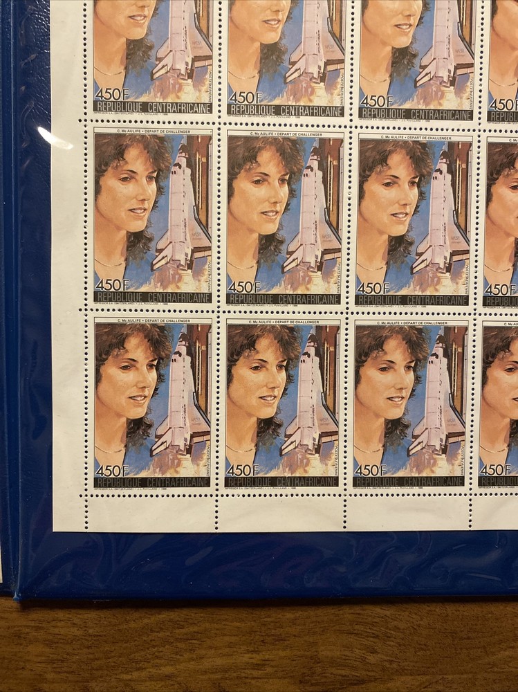 Christa McAuliffe Challenger Space Shuttle Error Postage Stamp Sheet Africa D2