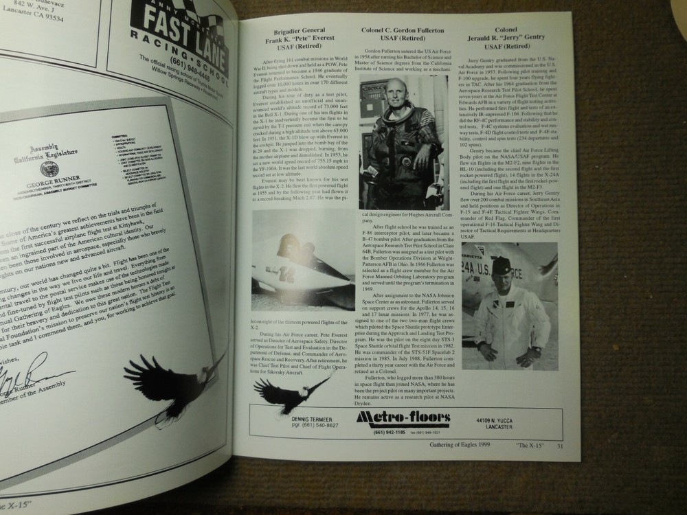 Vintage 1999 Flight Test Historical Foundation Gathering of Eagles Program