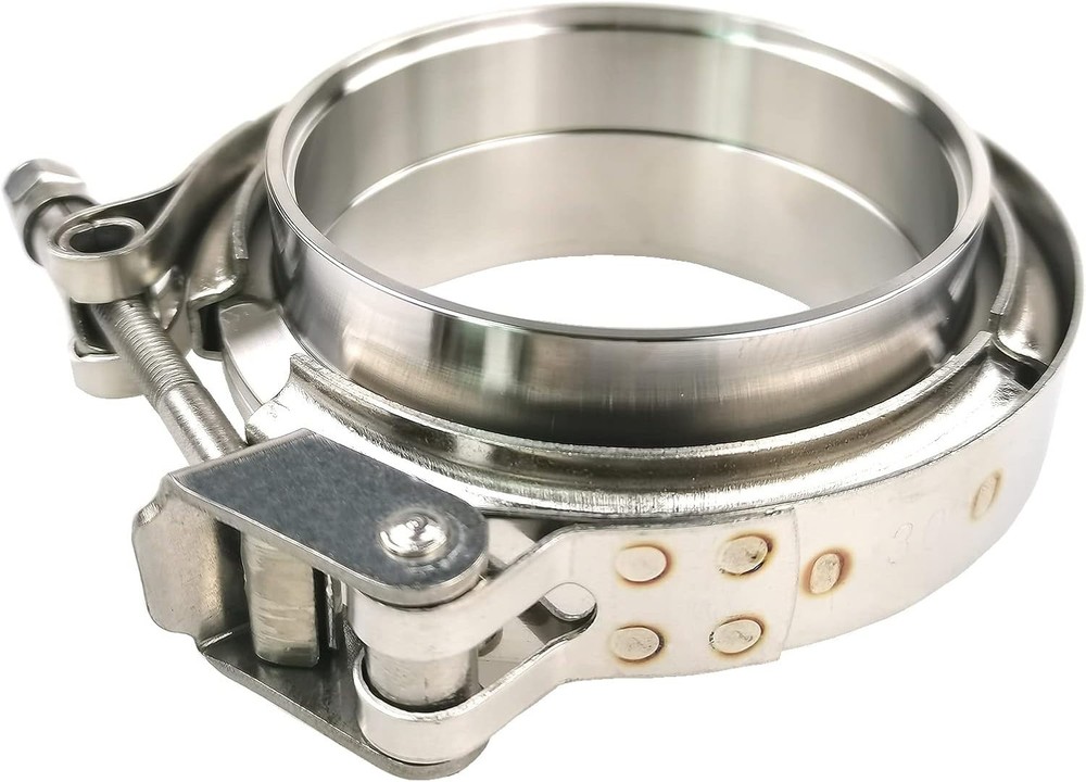 V Band Clamp Set 2 Pack 3 Inch Flanges with Quick Release Design and Durability