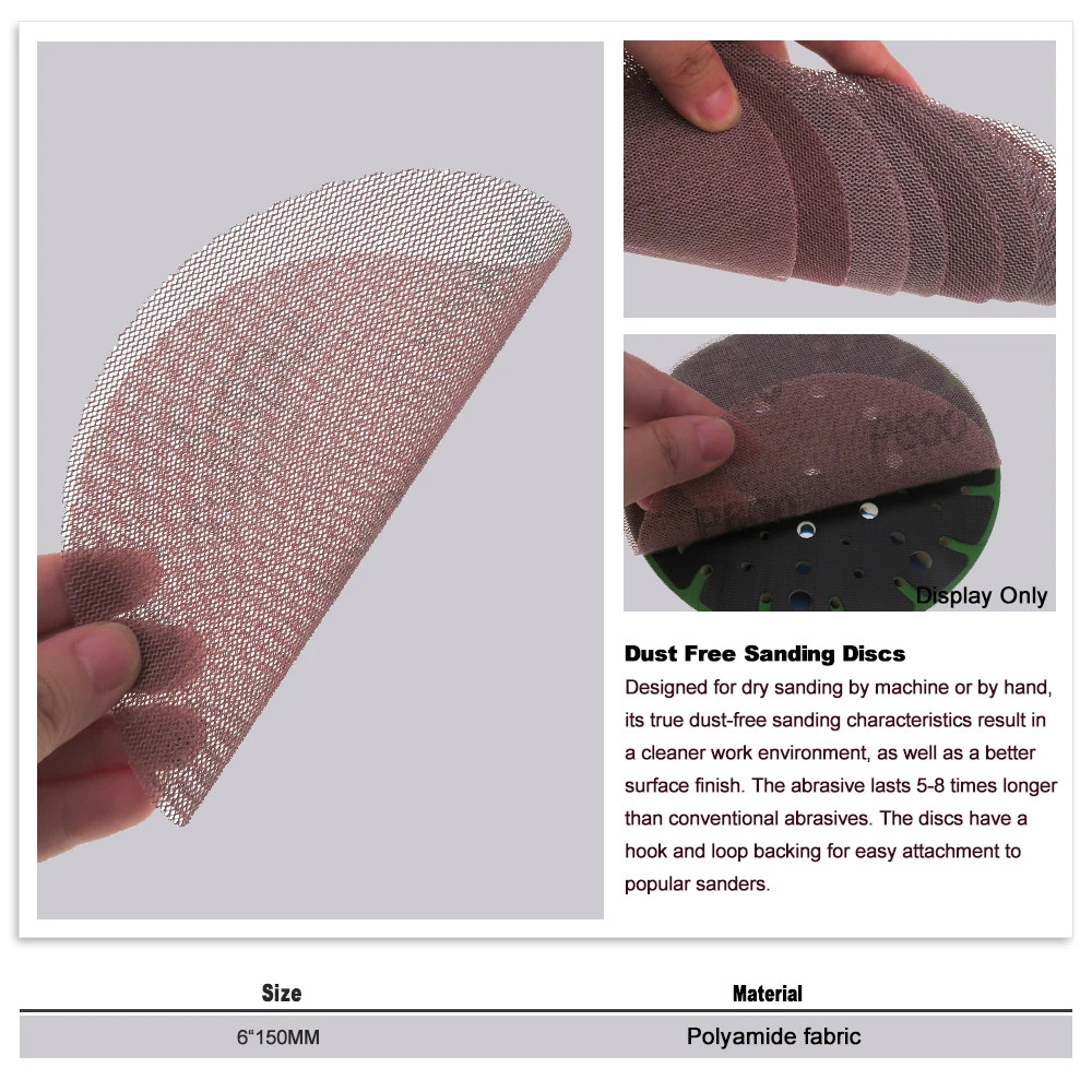 20/35 PCS 6 Inch Mesh Sanding Discs 150mm Hook & Loop 80-600 Grit Dust Free Net