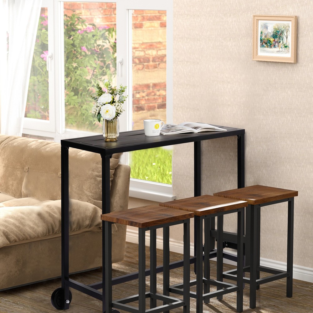 【Replace 92798956】40" Outdoor Bar Table with Wheels, Rectangle Narrow