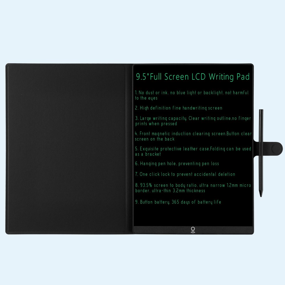 9.5" LCD Writing Tablet Full Screen Drawing Board Reusable Digital Notepad Study