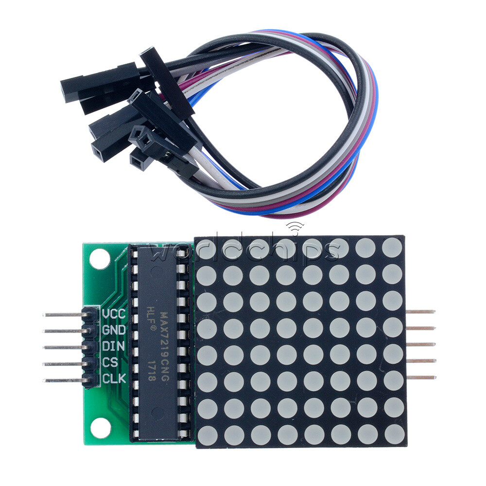 MAX7219 Red Light LED Dot Matrix Module Drive 8x8 Common Cathode Lattice + Cable