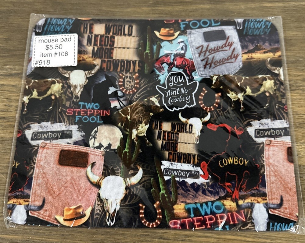 Mousepad Cowboy, Two Steppin’  Theme Rectangle Non Slip