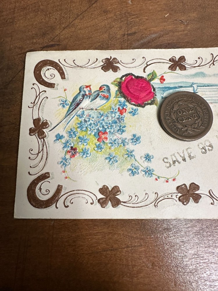 SAVE 99 MORE LUCKY LARGE CENT PENNY POSTCARD MAILER AS-IS