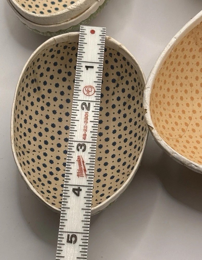 Vintage German Paper Mache Fillable Nesting Easter Eggs 7” & 4.5” Set