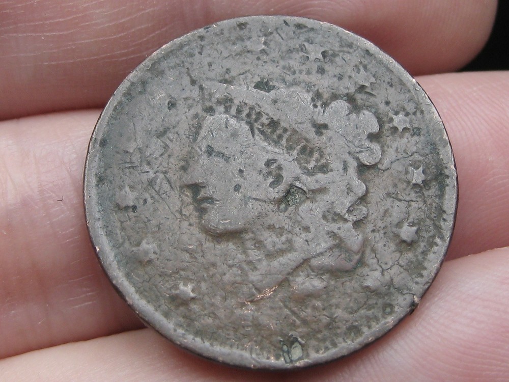 1836 Matron Head Large Cent Penny- About Good Details
