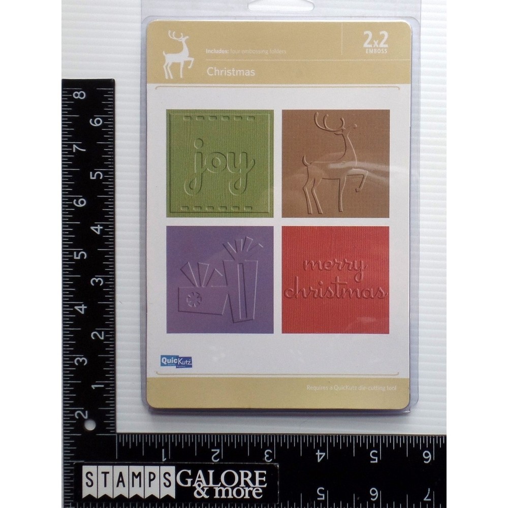 QuicKutz Stencils Embossing Folder EF-2X2-050 SET 4 THINLITS CHRISTMAS DEER #921