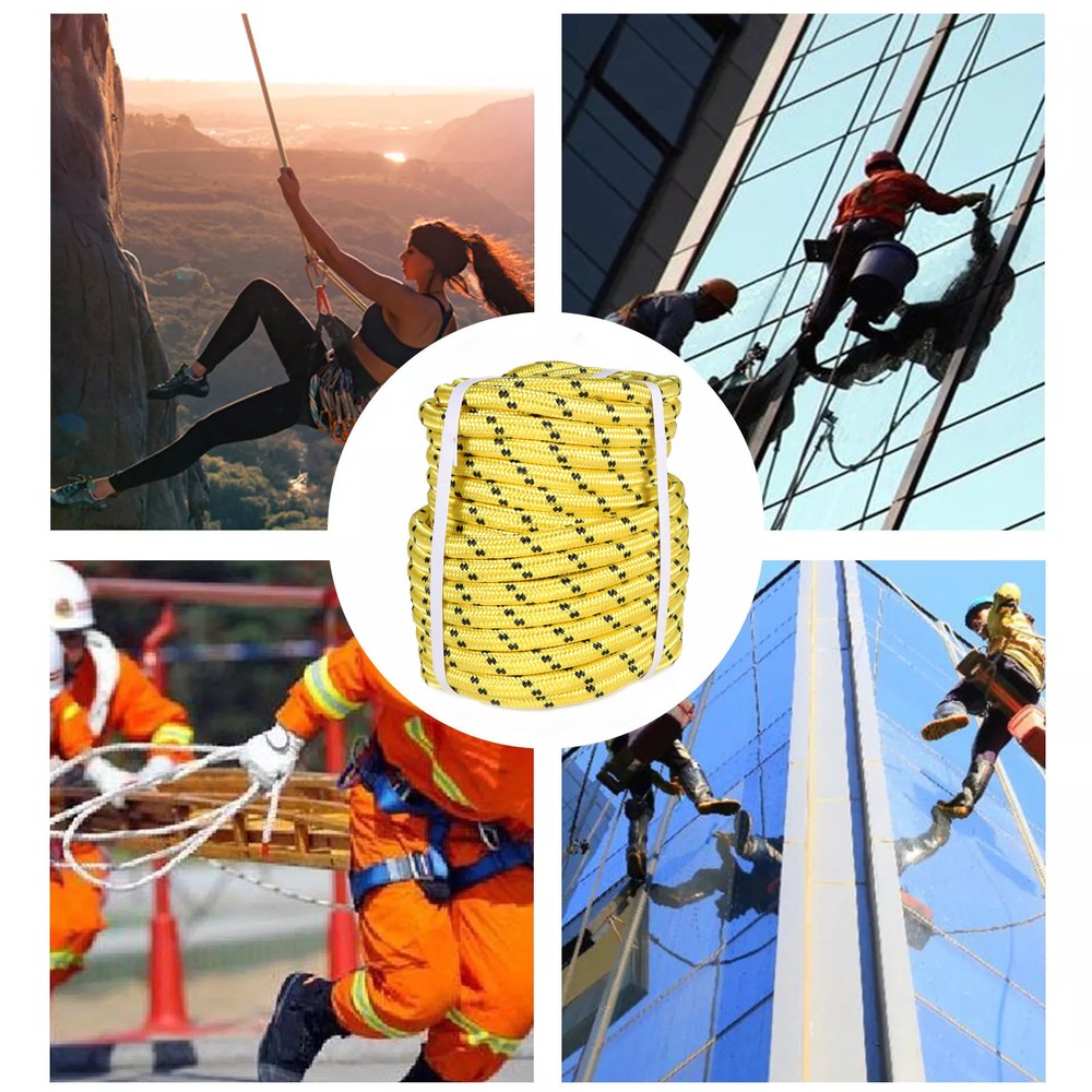 Bull Rope 1/2"×200' Double Braid Polyester Rope 6180Lbs Breaking Strength Yellow