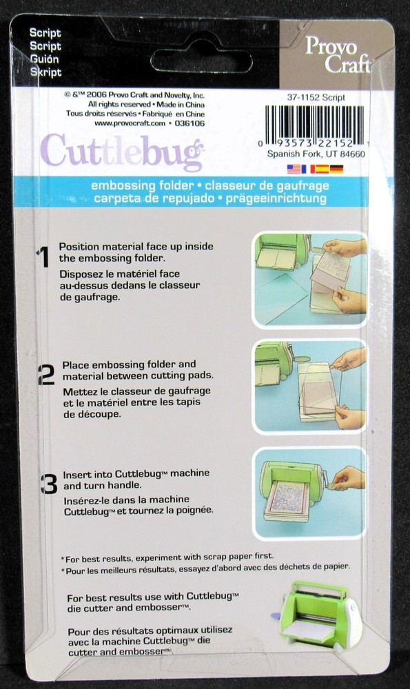 Cuttlebug Script Embossing Folder Provo Craft New