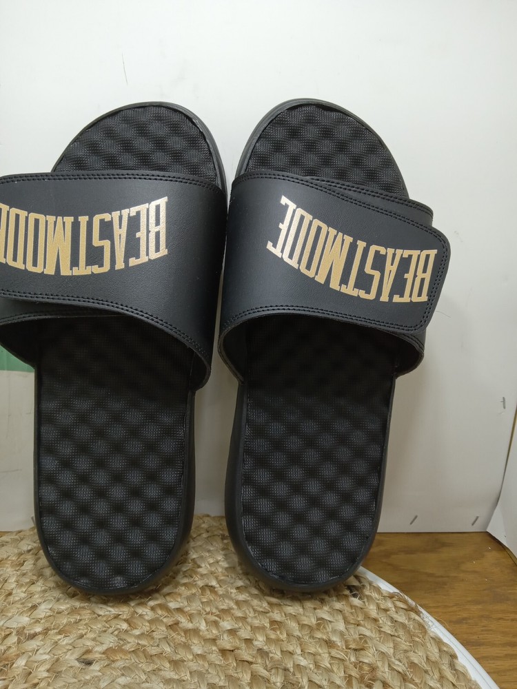 Mens Black Slides Beastmode Size 12 New