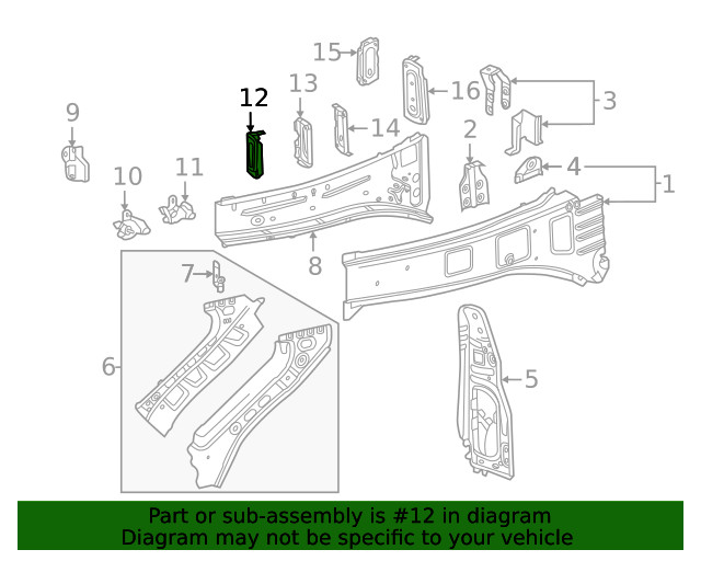 Genuine GM Driver Side Front Compartment Front Side Rail Reinforcement 84543105
