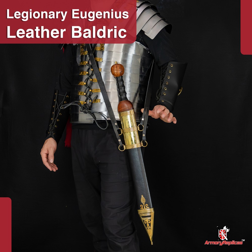 Functional Adjustable Genuine Leather Gladius Baldric Belt Frog Sword Holder