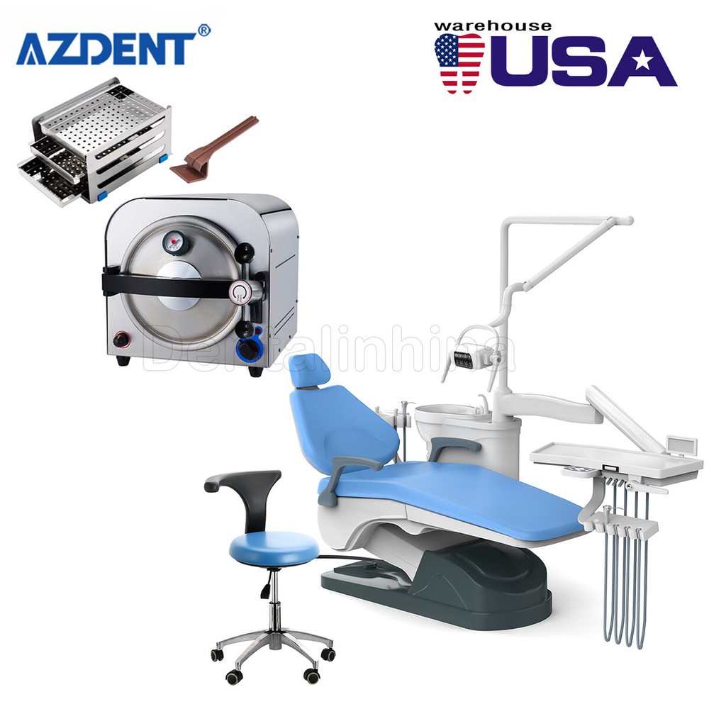 Dental Unit Chair Computer Controlled DC Motor PU Leather / Autoclave Sterilizer