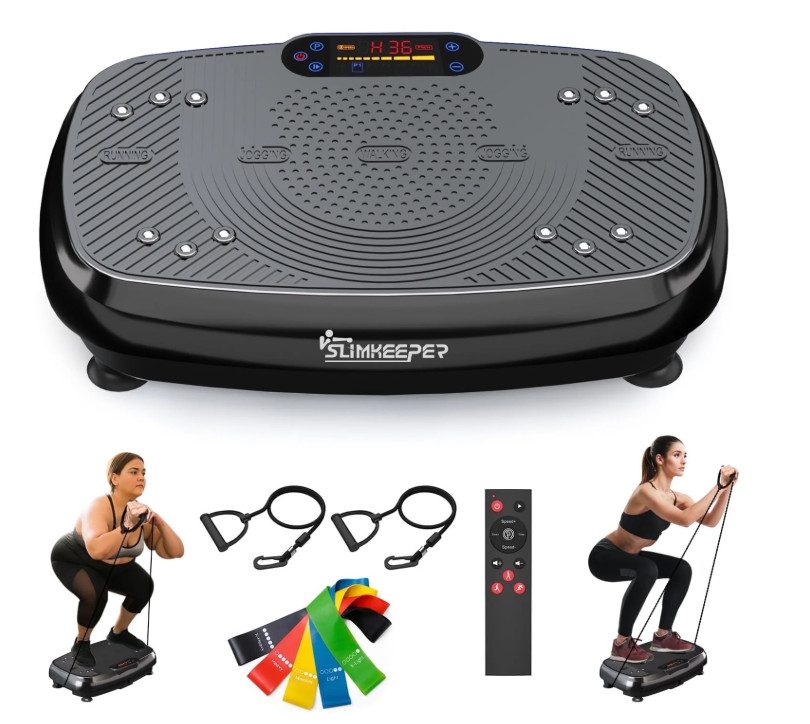 SLIMKEEPER Vibration Plate Exercise Machine 330 Lbs 2 Loops 5 bands + Remote