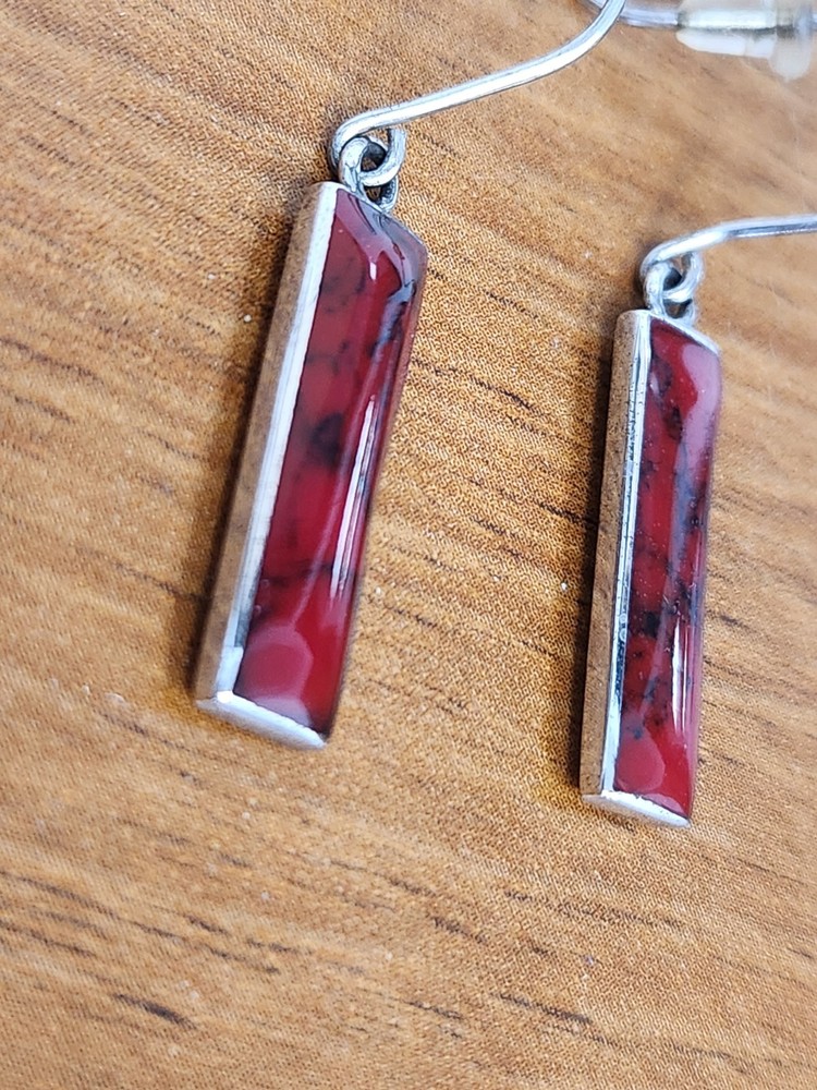 Sterling Silver Red Jasper Earrings Mexico