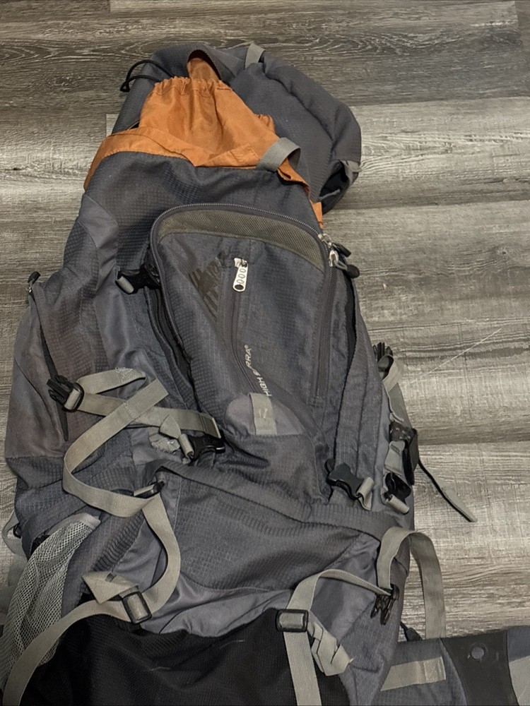 High Sierra Long Trail 90 Hiking Backpack Frame Pack Gray Orange