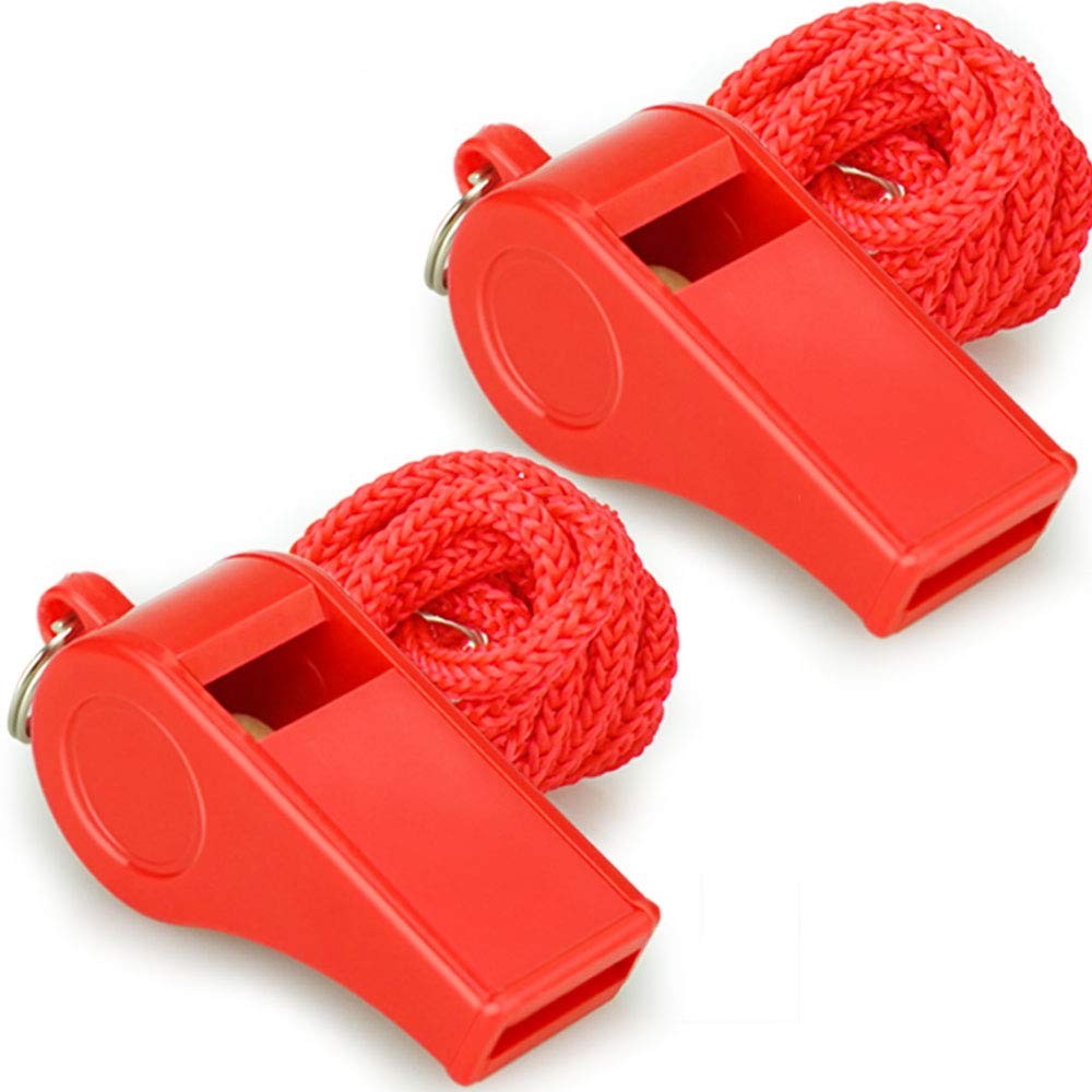 2 Pack Plastic Whistle with Lanyard for Coaches Referees Training Emergency