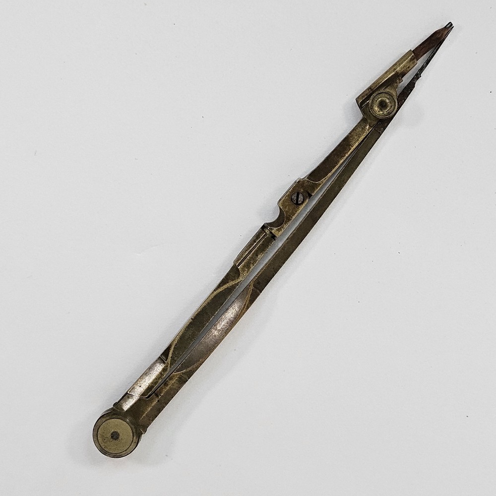 Vintage Brass Drawing Compass Divider Tool Engineering Drafting Antique