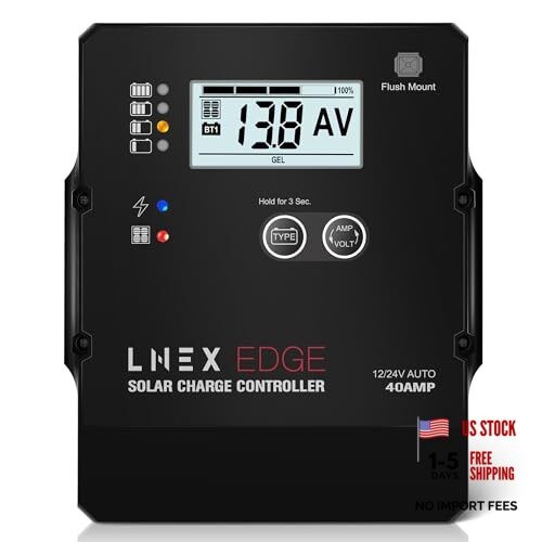 Solar Charge Controller with Flush Mount Design, 6 Stage 40A Flush Mount