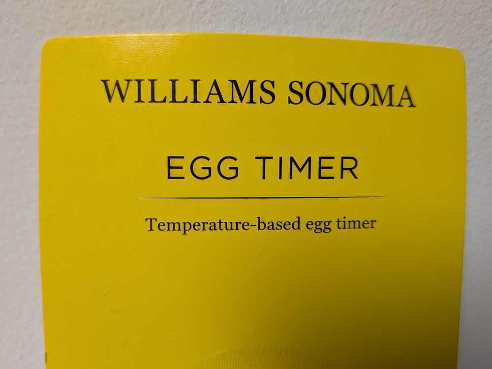 Williams Sonoma Temperature-Based Egg Timer For Soft To Hard Boiled New NIP