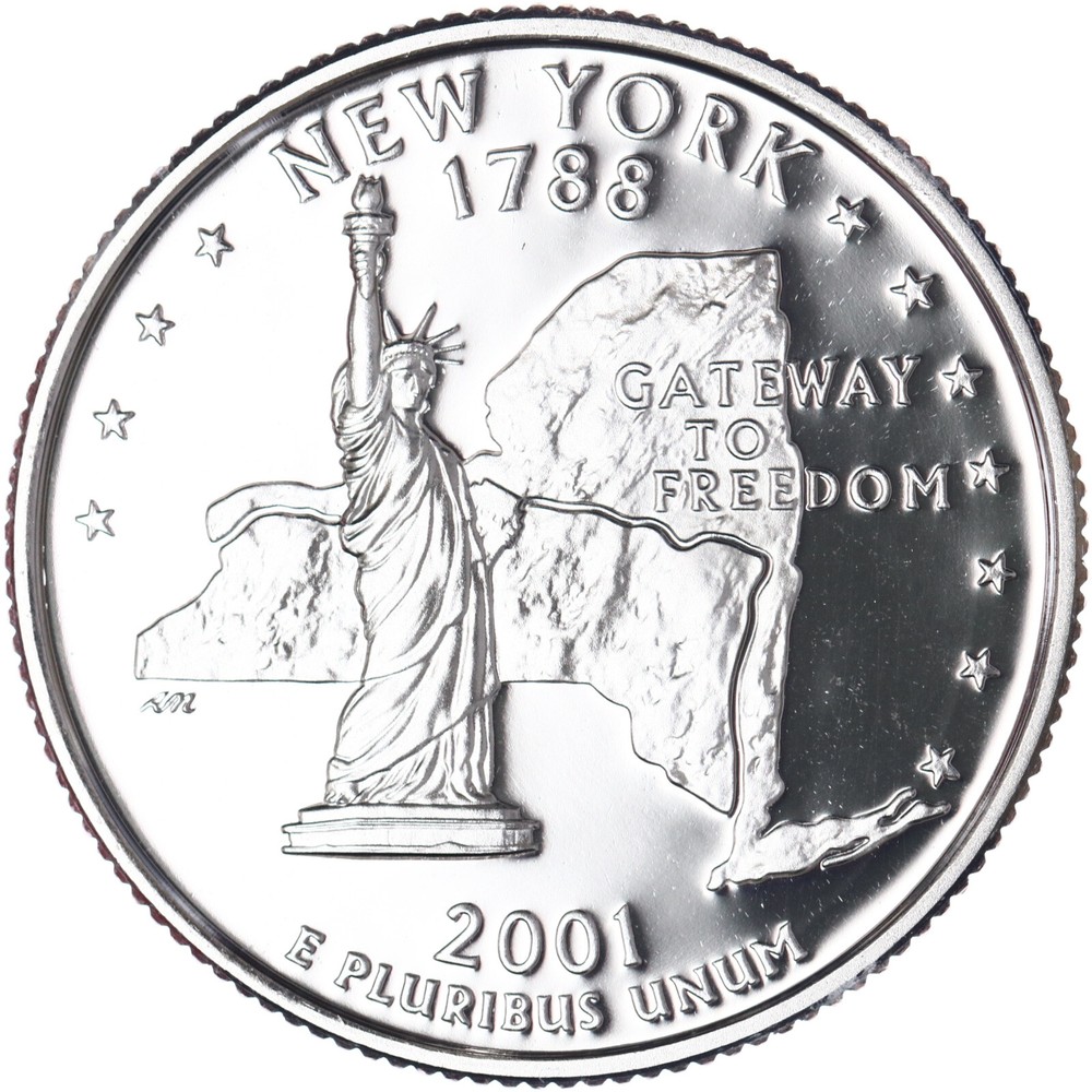 2001 S State Quarter New York Gem DCam Proof CN-Clad