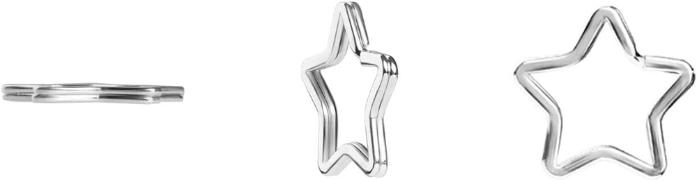 Creative Key Ring Keychain Silver Metal Flat Split Star Shape 12pcs