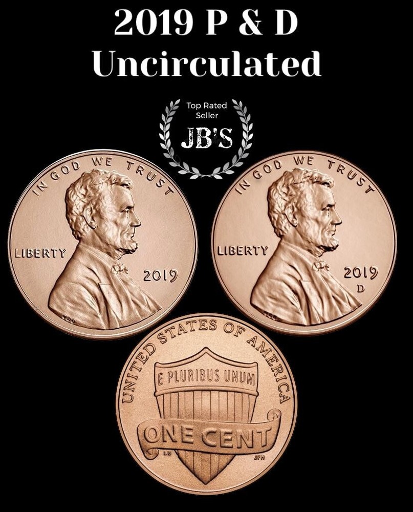 2019-P&D Lincoln Shield Cent (2) Penny Set - BRILLIANT UNCIRCULATED (BU)