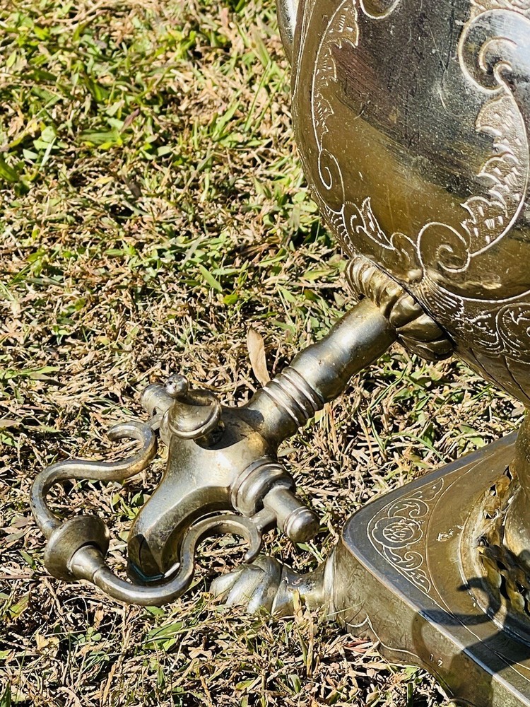 Large Exceptional Moroccan Samovar With Hand Chaised Surface Signed L Z.