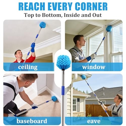 Cobweb Duster with Extension Pole, 8 FT Long Duster for High Ceilings, 8FT