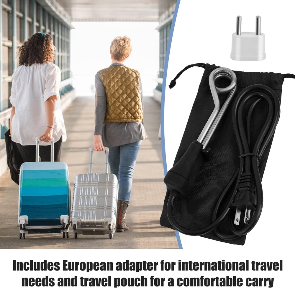 110V-240V Dual Voltage Portable Cup Immersion Heater, Travel Essential for Bo...