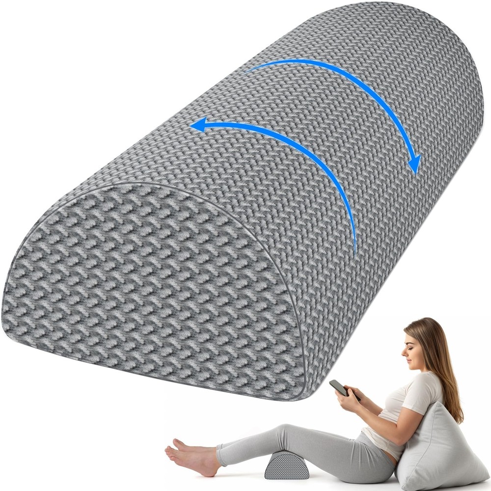 TranquilRelax Knee Pillow for Back Sleeping Memory Foam Half Standard, Grey