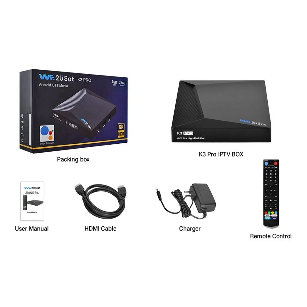 We2USat K3 Android Box-Smart Media Player-WiFi -Voice Remote 2026 Version
