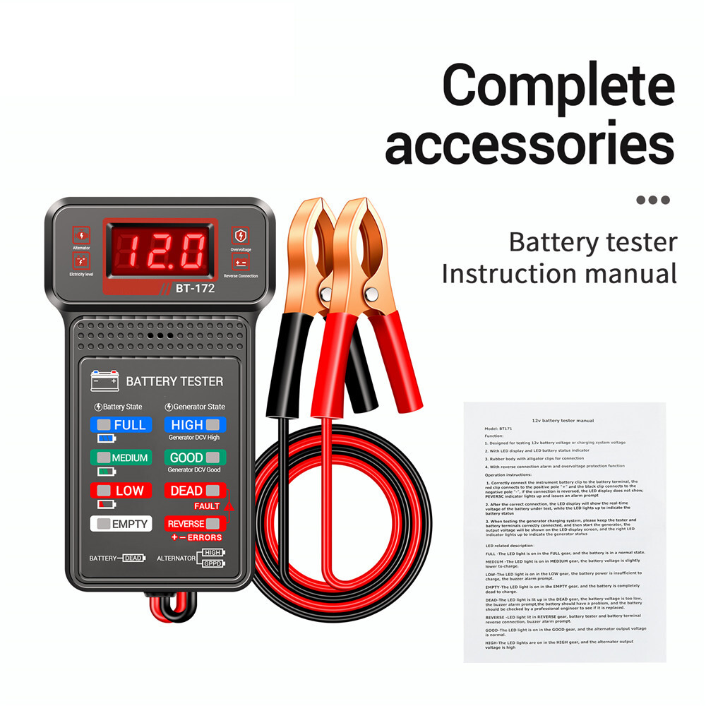 12V Battery Tester Battery Load Tester Battery Analyzer Battery Status-Indicator