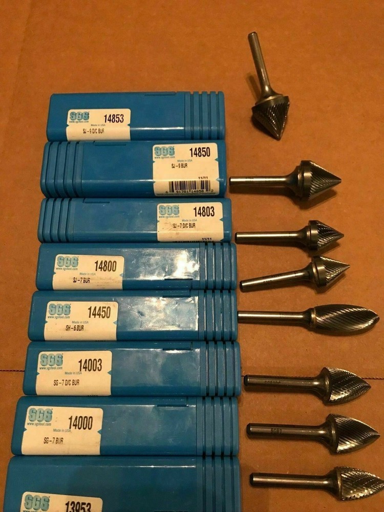 1x NEW SGS Solid Carbide Bur - Tree Shape - SF-6 - 1/4" Shank - 13400