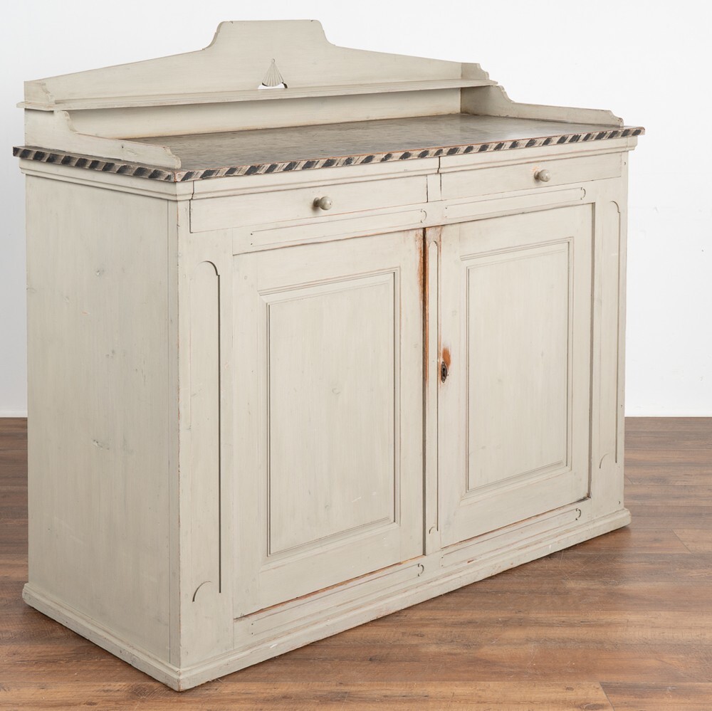 ​​​​​​​Antique Gustavian Gray Painted Tall Sideboard Buffet Server from Sweden c